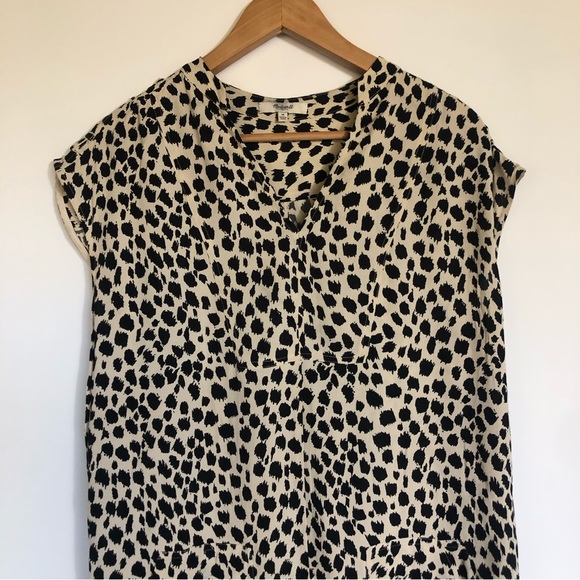 Madewell Morningside Shift Dress Leopard Sketch Size M Animal Print Short Sleeve - Picture 4 of 14